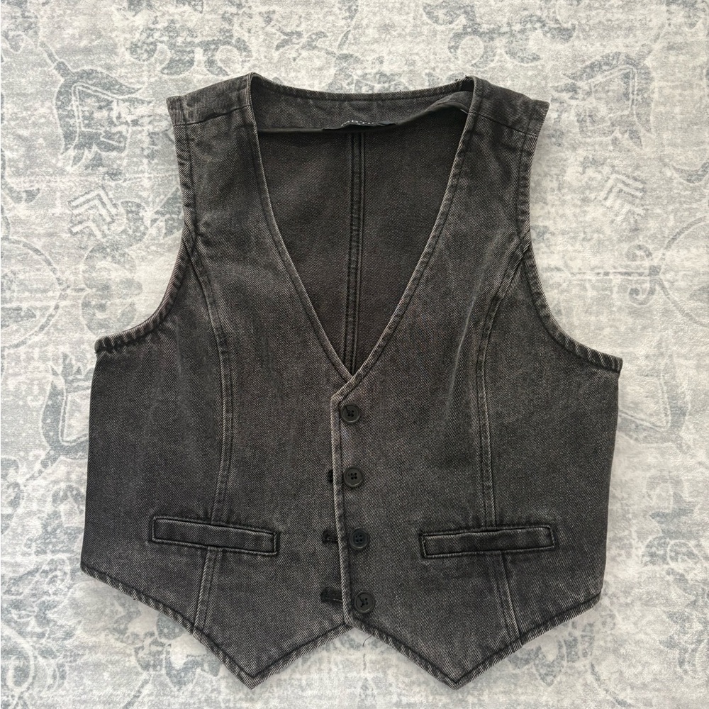 Black Button Front Vest